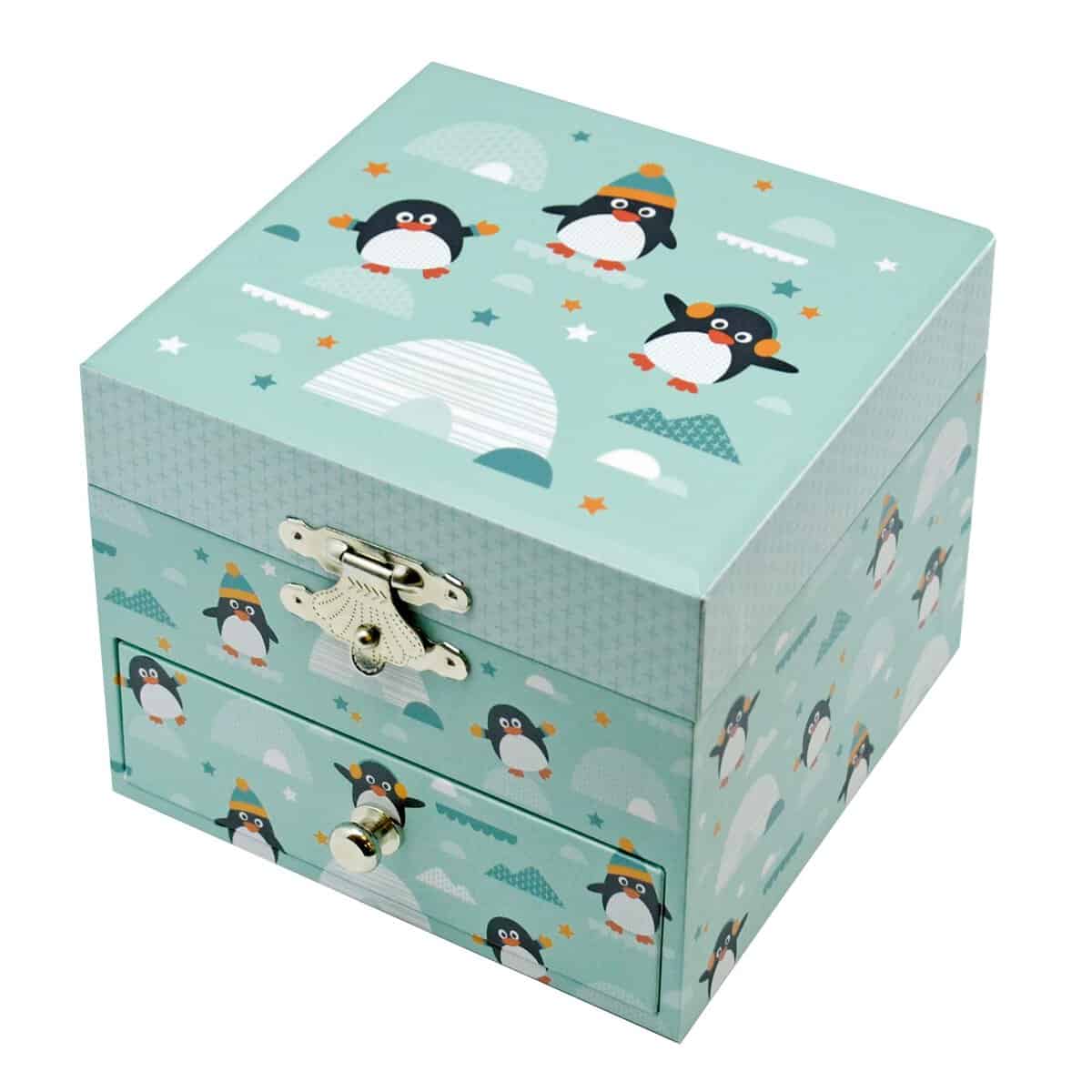 Trousselier Pinguini S20801 Carillon Cubo per Gioielli, 10.5 x 10.5 x 8.5 cm, Multicolore