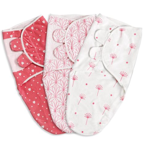 Kit di fasce per neonati GLLQUEN BABY, in cotone organico traspirante OEKO-TEX®, con 3 design (puntini e fiori).