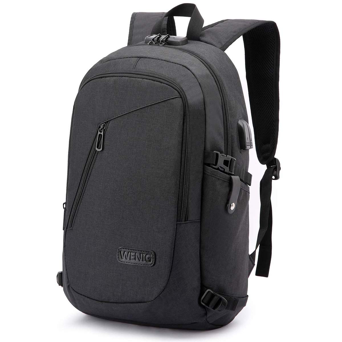 Zaino Antifurto, Per PC Portatile 15.6 Pollici, per Laptop, Impermeabile, con Caricatore USB, ,Zaino Lavoro Uomo per Scuola Viaggio,Nero