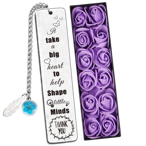 Segnalibro YHH con scatola regalo floreale, ideale come regalo di ringraziamento per insegnanti.