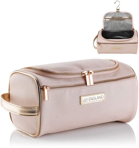 Borsa da Appeso per Donna Lily England – Grande Borsa Porta Trucco/da Bagno e da Viaggio Isolante (Rosa/Oro Rosa)