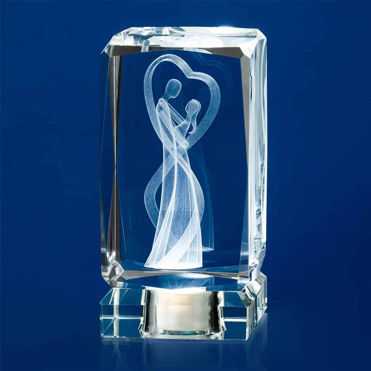 Sziqiqi Coppia Cubo di Cristallo Inciso Laser 3D con Base di Illuminazione LED - Anniversario di Matrimonio Sweetset Giorno Amicizia Distanza Regali Natale per Coppia Moglie Fidanzata Sue Donne