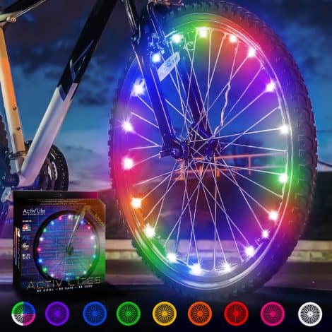 Luci a LED per biciclette Activ Life, con batterie incluse! Goditi la massima sicurezza e stile con la luminosità al 100% in ogni angolazione. (1 set di pneumatici)