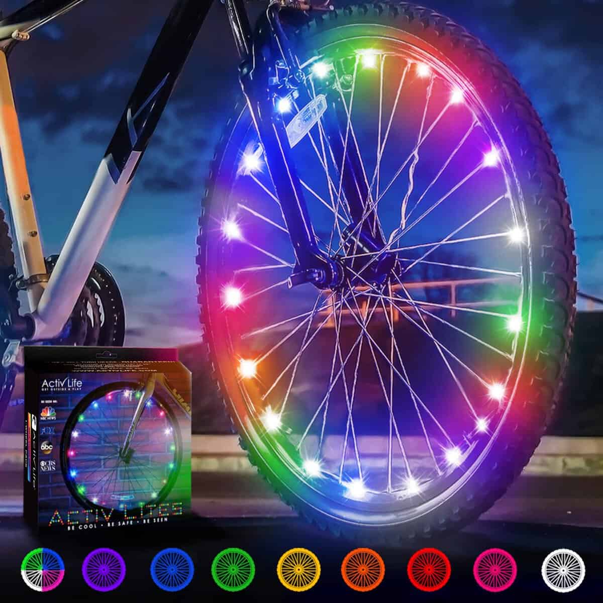 Activ Life Luci a LED per bici con batterie incluse! Ottieni il 100% più luminoso e visibile da tutte le angolazioni per la massima sicurezza e stile (1 pacchetto di pneumatici)