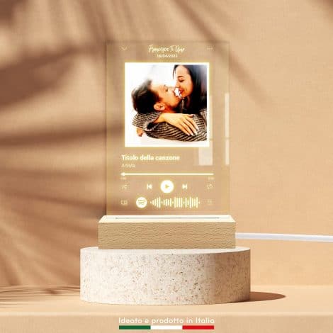 Luce notturna personalizzata Spotify® con foto, regalo ideale per compleanni, anniversari, San Valentino, Natale.