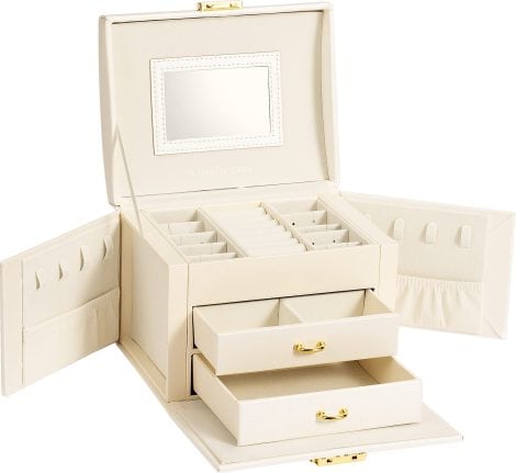 Cofanetto gioielli ADEL DREAM per donne e ragazze, chiudibile a chiave, con specchio e 2 cassetti.