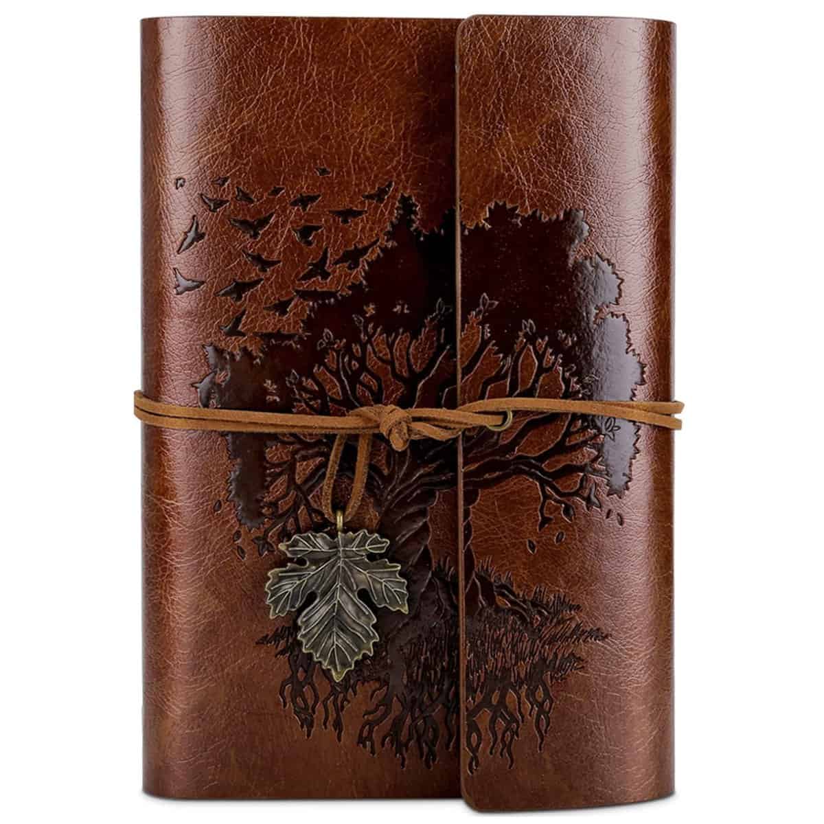 OMEYA Diario in Pelle Vintage, Taccuino Diario Di Viaggio, Diario Segreto, Diario per Scrivere Pensier, Idee Regalo Amica Regalo Donna, A6 18,5 x 13 cm（ Marrone ）