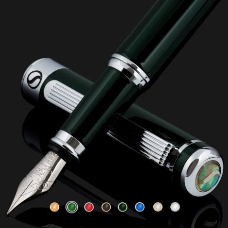 Scriviner Penna stilografica Lussuosa Verde Inglese, finitura cromata, set perfetto per professionisti, uffici e regali.