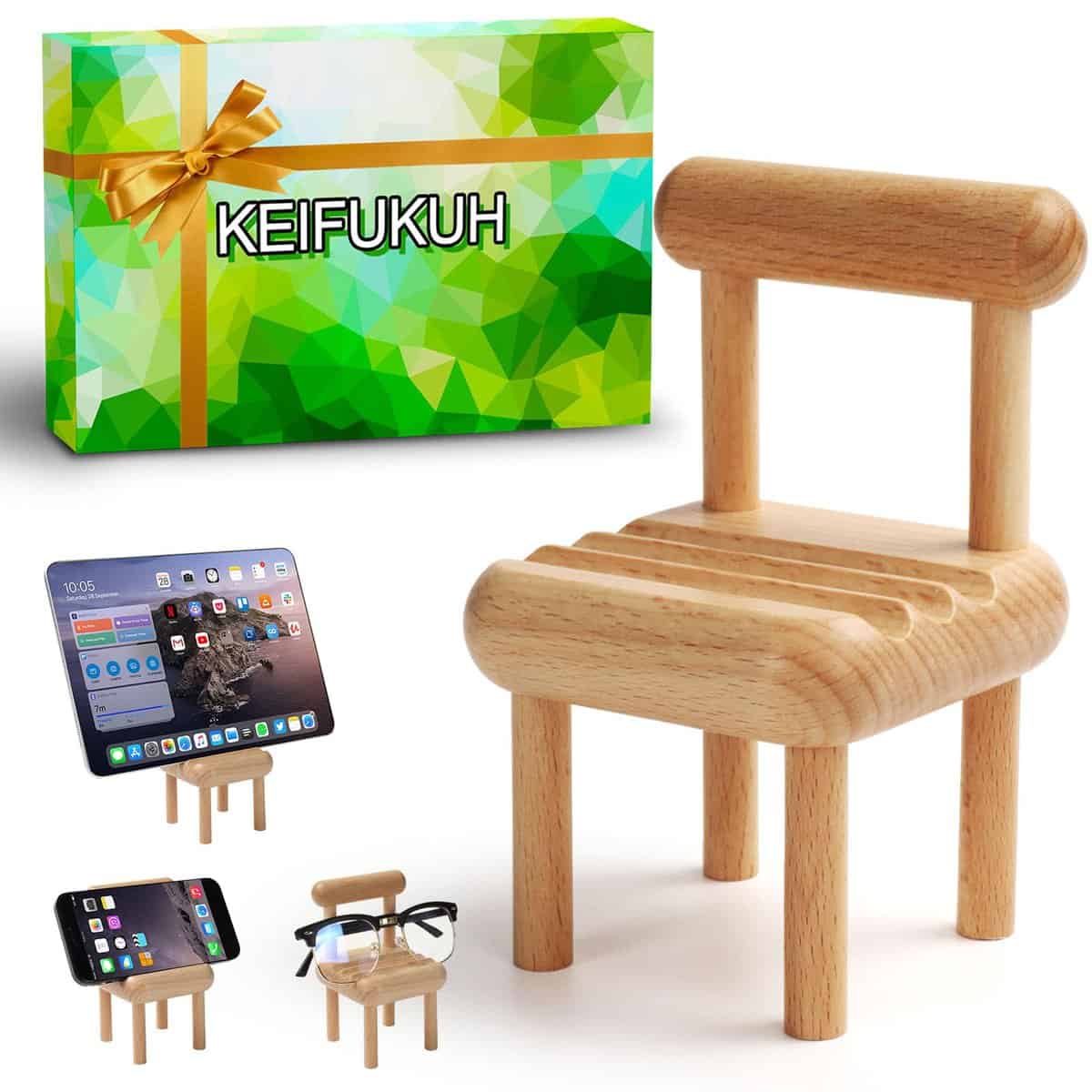 Carino Supporto Cellulare in Legno - Idee Divertenti Regali Natale per Donna Uomo, Anniversario Matrimonio, per Lei e Lui, Adolescente, Fidanzati, Giallo