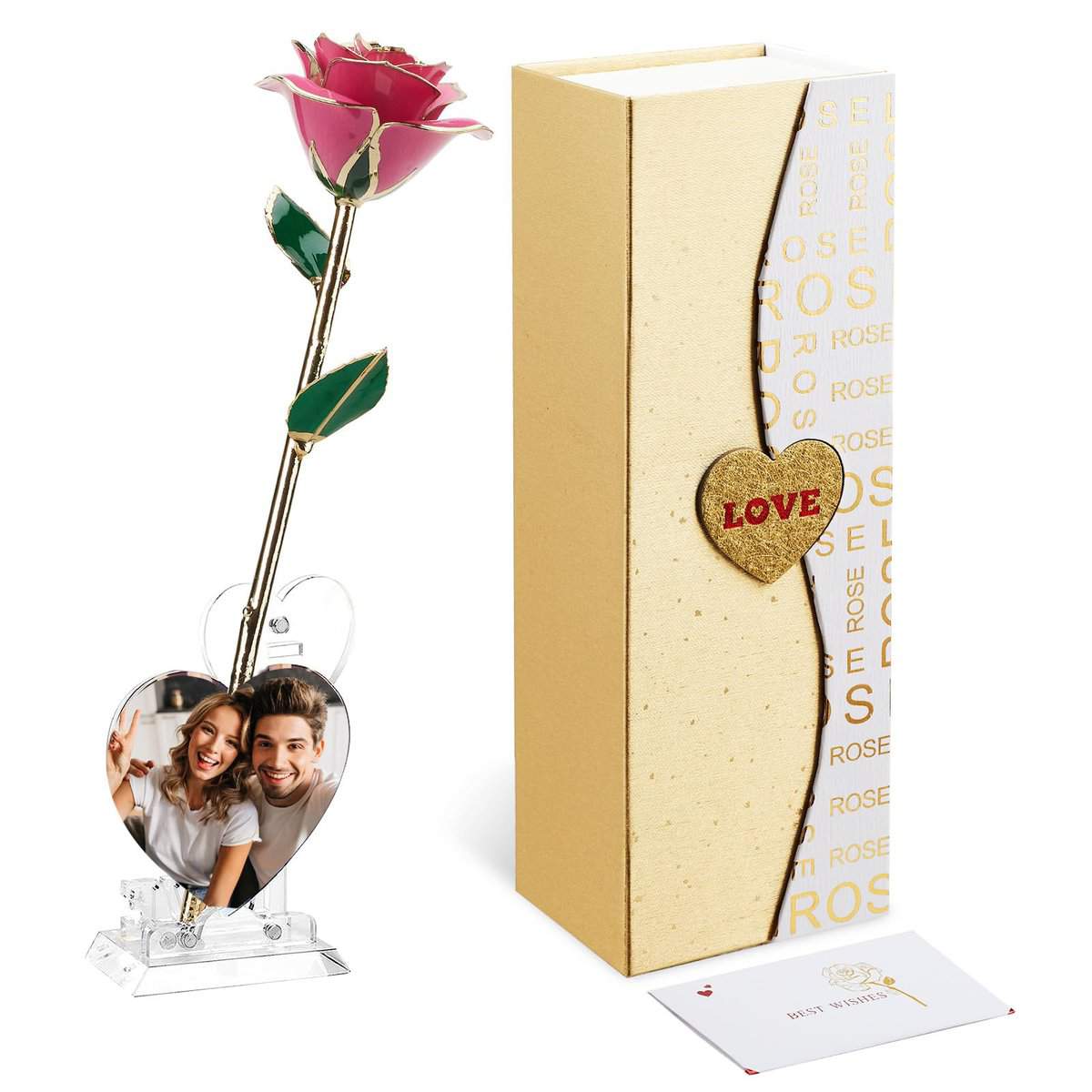 Mikasol Rose decorative con fiori dell'infinito immersi in oro 24 carati, regalo di compleanno per la nonna, regalo di anniversario per la mamma, regalo per donne a San Valentino, festa della mamma,
