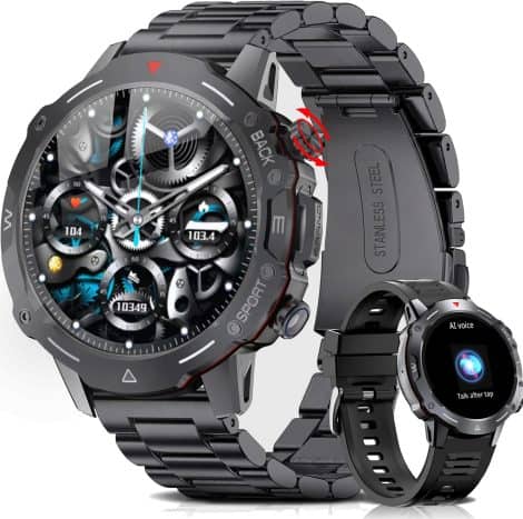 Efolen Smartwatch per uomo, orologio Smartwatch con chiamate e assistente vocale, fitness tracker sportivo militare.