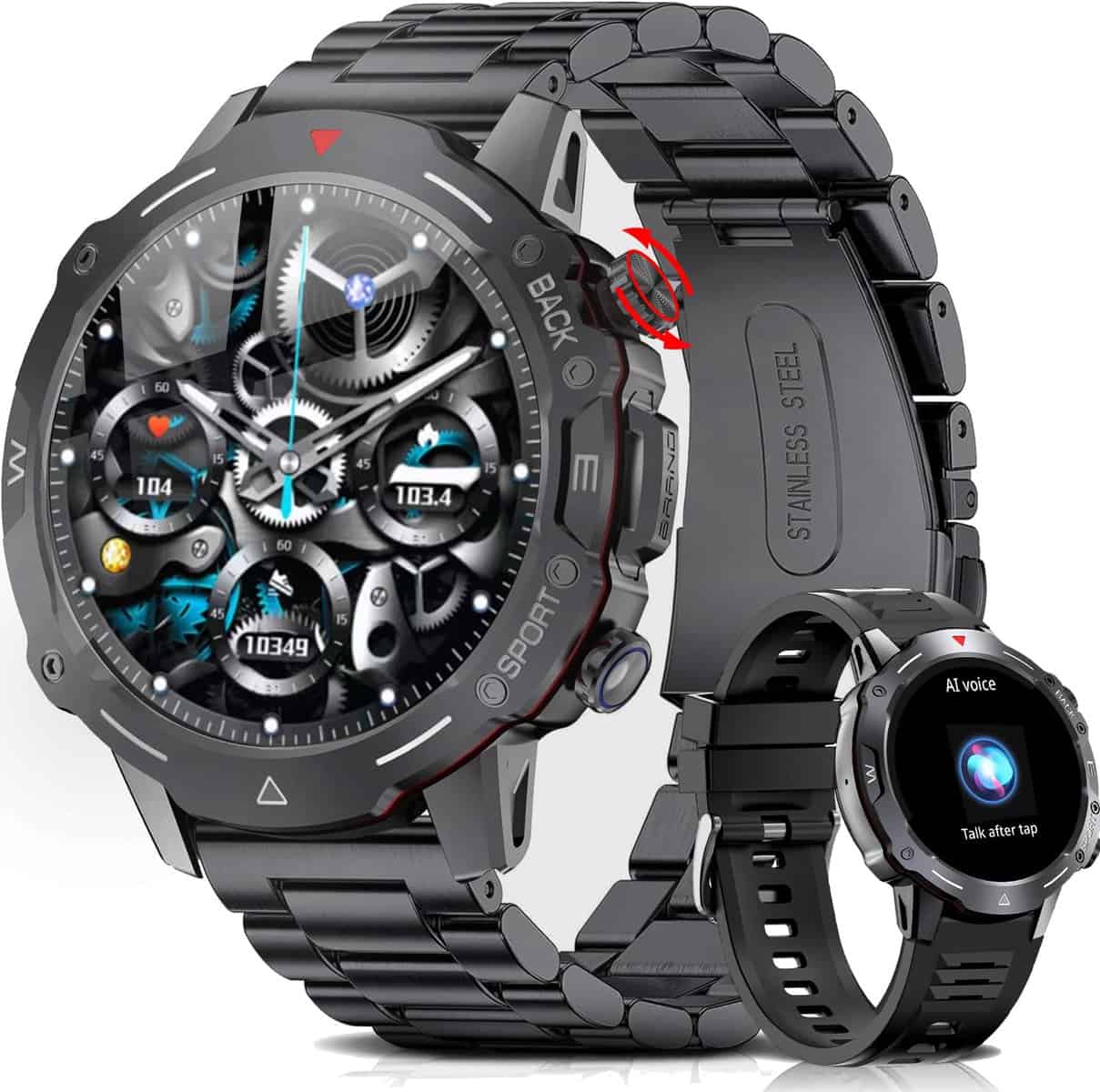 Efolen Smartwatch Uomo, Orologio Smartwatch 1.39" con Chiamate e Assistente Vocale, Orologio Fitness Rotondo con Contapassi Cardiofrequenzimetro Calorie Sportivo Militari Smart Watch per Android iOS