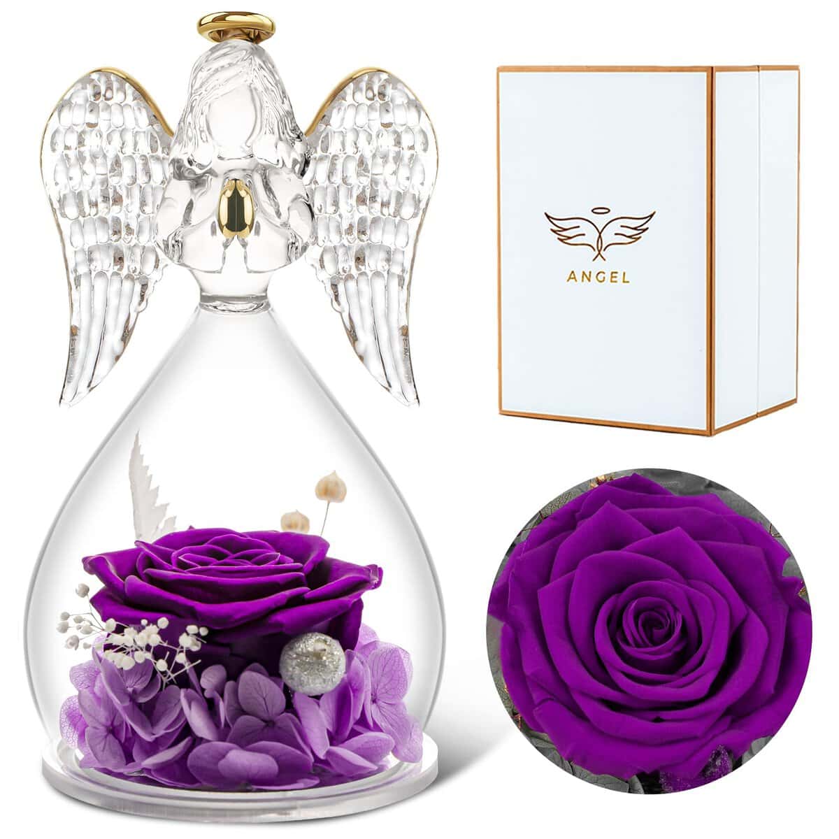 Sunia Rosa Stabilizzata Angelo Regali per le Donne Nonna Figurine Compleanno Idea per Natale Festa della Mamma - Viola