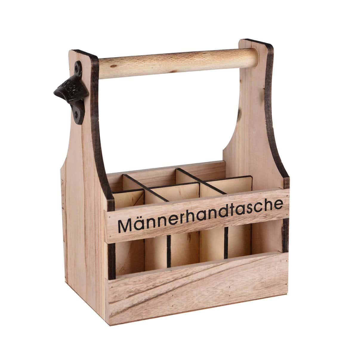 UNUS Home - Borsa a mano da uomo, portabottiglie in legno per 6 bottiglie, portabottiglie con apribottiglie, idea regalo per uomini, compleanni, festa del papà