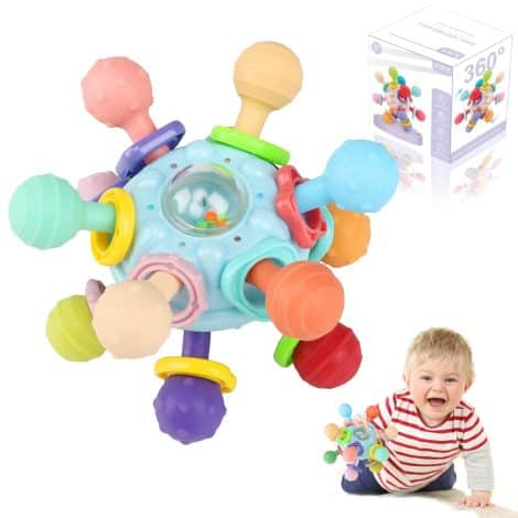Joozmui Giochi per Neonati Neon-0-3-6-9-12 mesi, Sonaglio Neonato-0-3-6 mesi Gioco Dentizione, Montessori 1 anno, Sensoriali-Regali.