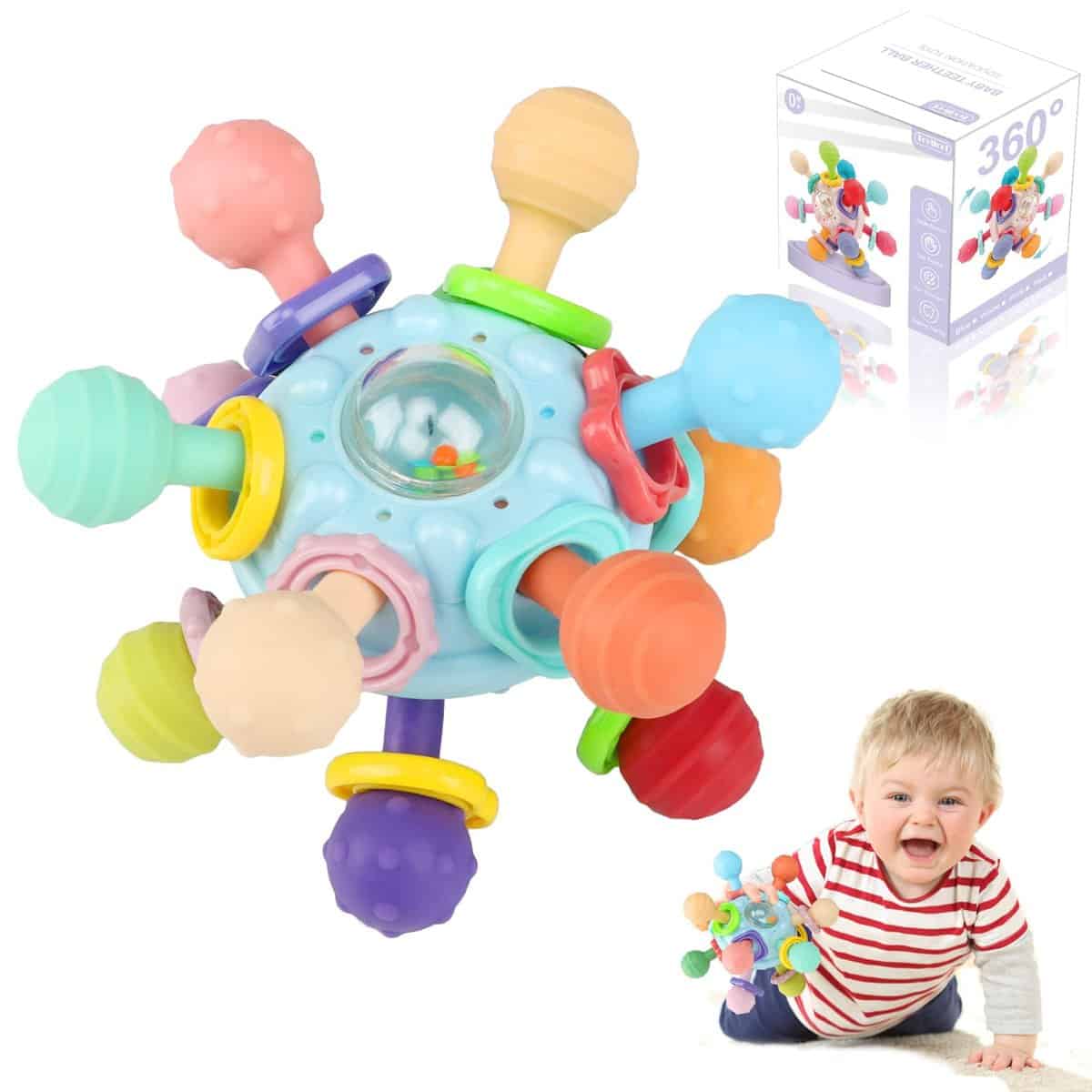 Joozmui Giochi Neonato 0-3-6-9-12 mesi, Sonaglio Neonato 0-3-6 mesi Giochi Dentizione Neonato Giochi Montessori 1 anno Giochi Sensoriali per Neonati Regali