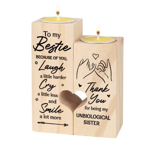 Candela a forma di cuore in legno: regalo d’amicizia per lei, candeliere personalizzato per compleanni, migliore regalo.