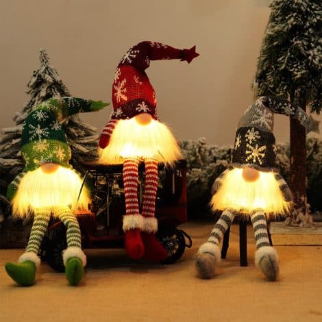 Gnomo luminoso natalizio con LED, kit accessori elfo natalizio, peluche elfo Babbo Natale, decorazioni casa albero/camino.