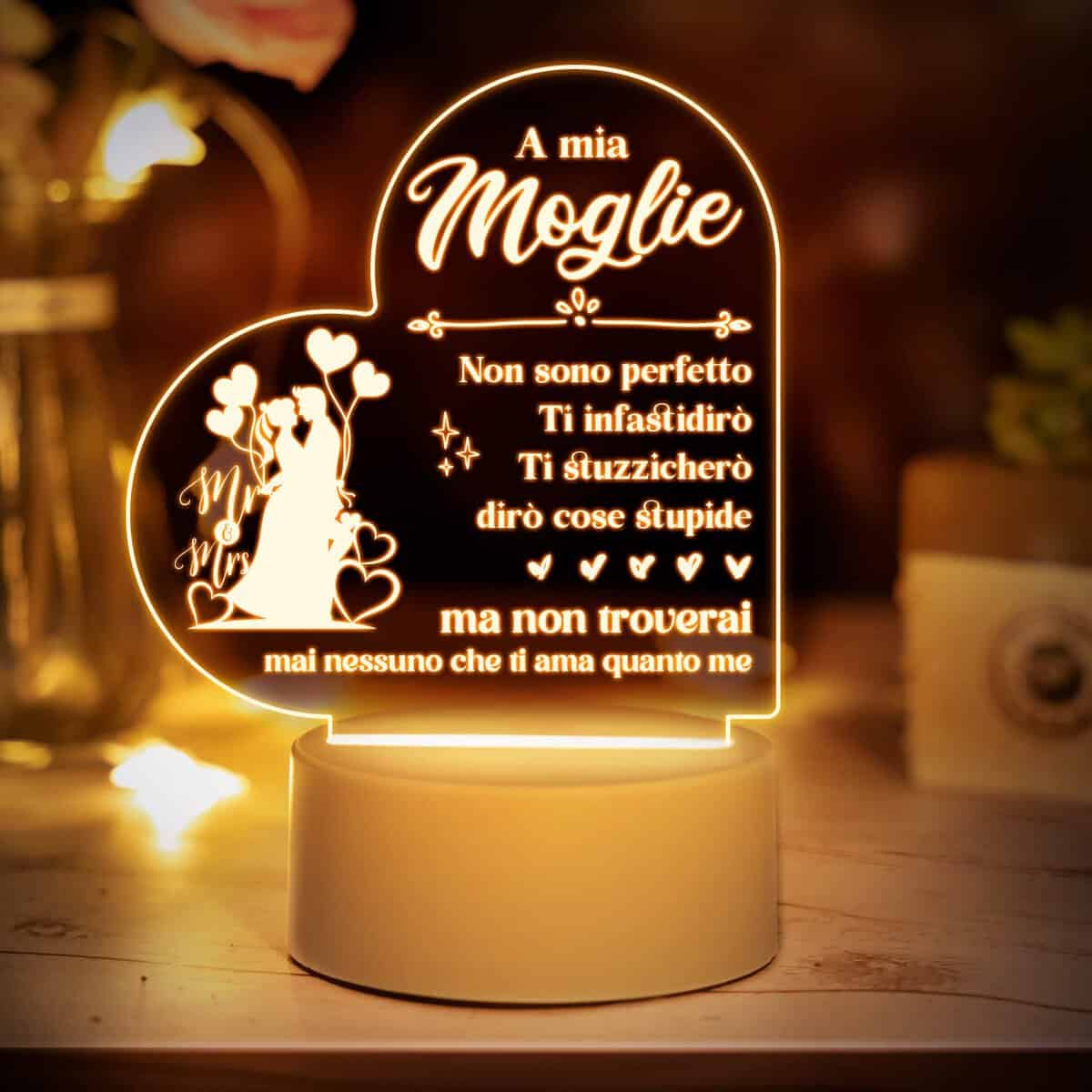 Vetbuosa Regalo Moglie Compleanno - Luce Notturna Acrilico, per Lei - San Valentino, Nozze Anniversario per Donne