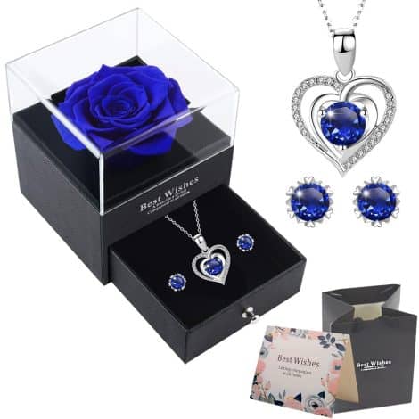 Set regalo Rosa Eterna OIOYLEY: Orecchini Collana Argento 925, Idee regalo romantico per Lei, Vera Rosa per occasioni speciali.