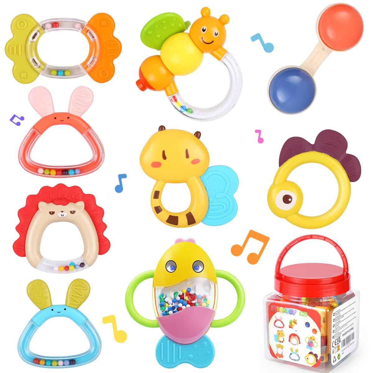 MOONTOY 9 Pezzi Sonaglio Neonato Bambini Giocattoli Giochi Neonato 0 3 6 9 12 18 Mesi Bambina Maschio Dentizione Gioco Giochi Sensoriali Per Neonati Neonata