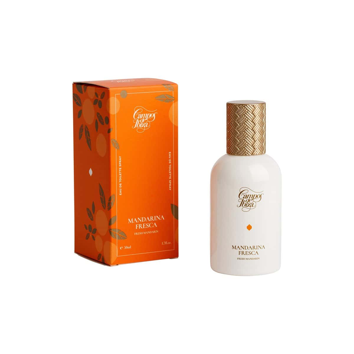 Profumo per Donna e Uomo CAMPOS DE IBIZA al Mandarino di Primavera - Profumo rinvigorente, tradizionale e naturale - Essenza di mandarino a base di agrumi - Flacone con confezione regalo Spray 50 ml