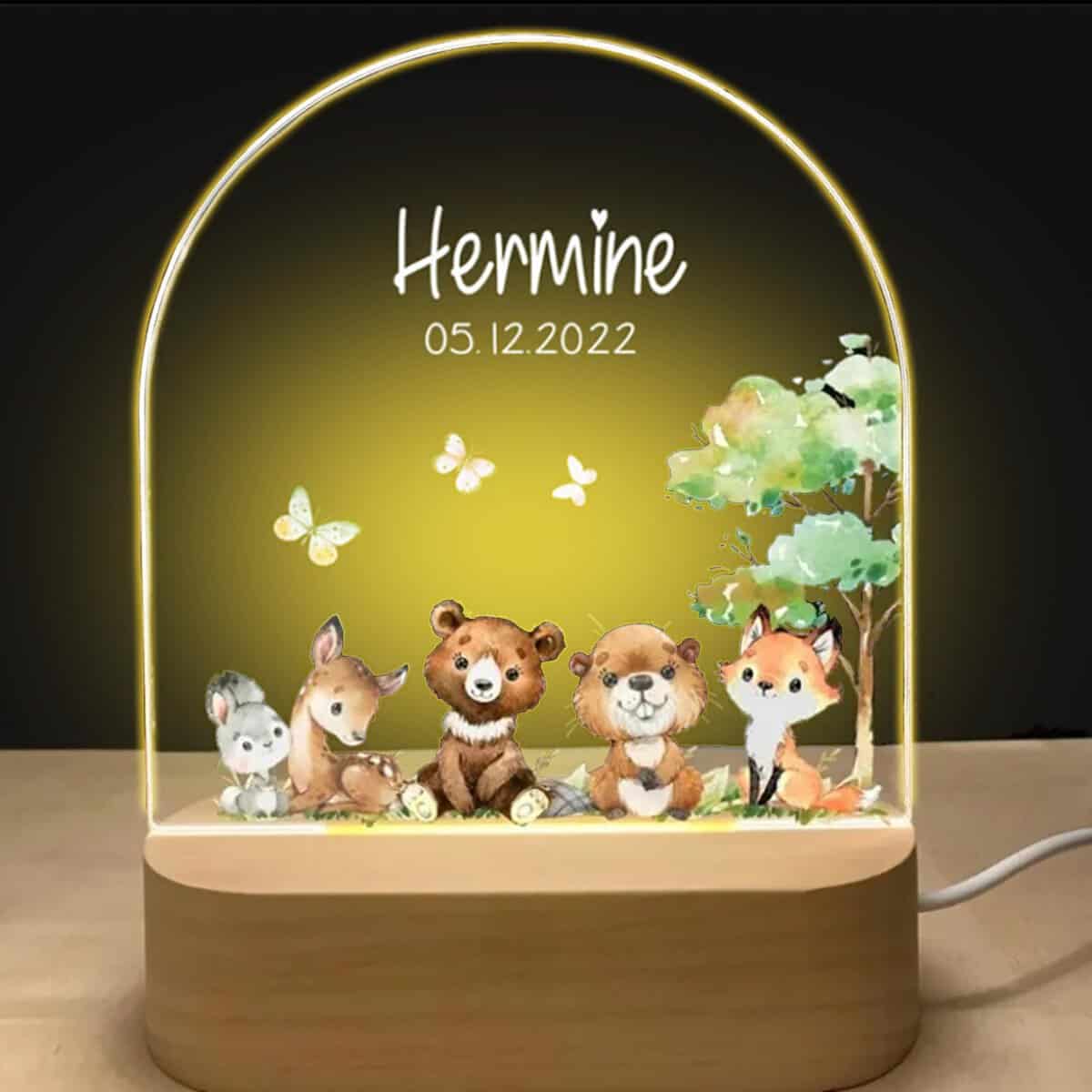 Luce Notturna Bambini - Lampada Personalizzata Con Nome | Regalo Neonata Femmina Nascita, Battesimo Anniversario