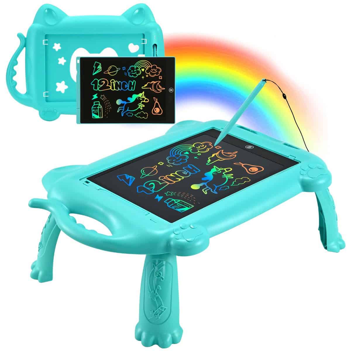 BlueSwan Giochi per Bambini, Tavoletta Grafica da 12 pollici con Supporto, Lavagna Elettronica Cancellabile con Maniglia e Cornice Rimovibile, Tablet Disegno Digitale per Doodle come Regalo,Blu