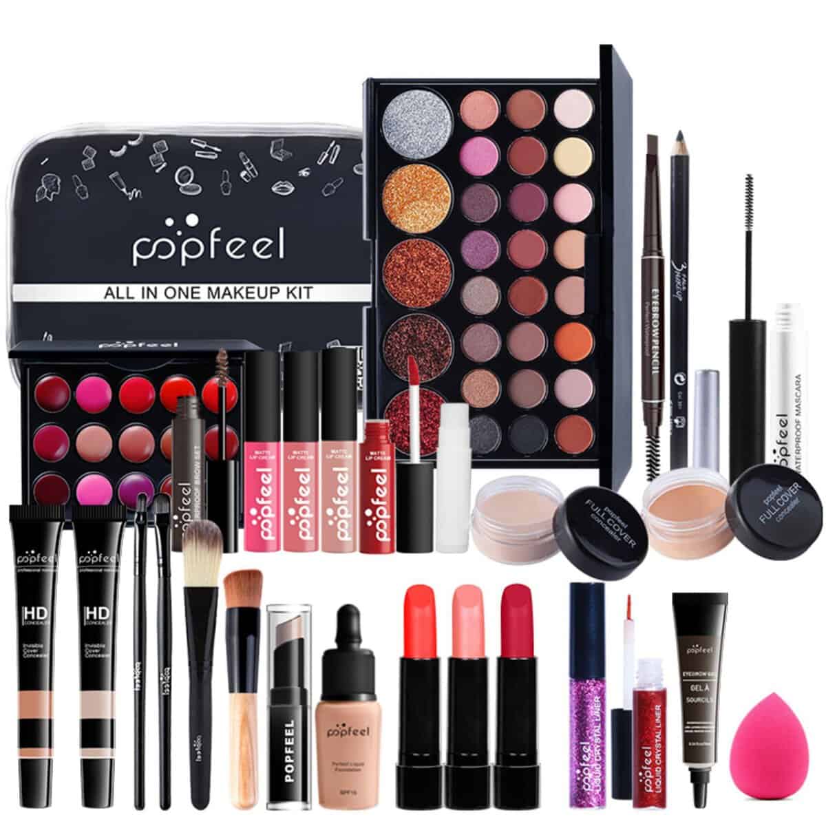 Set di Trucchi, FantasyDay Kit di Bellezza Cosmetici Kit Beauty Regalo per Occhi, Viso e Labbra - Xmas Makeup Gift Set con Correttore, Rossetti, Lucidalabbra, Palette Ombretti, Mascara, Trousse, Fard