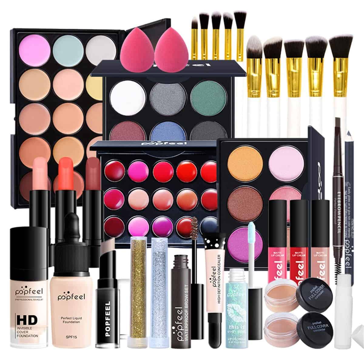 CHSEEA Valigia, Kit per il Trucco Completo, Set di Trousse Cosmetics Tavolozza Palette Ombretti Make Up Kit per Occhi, Viso e Labbra - Idea Regalo #7