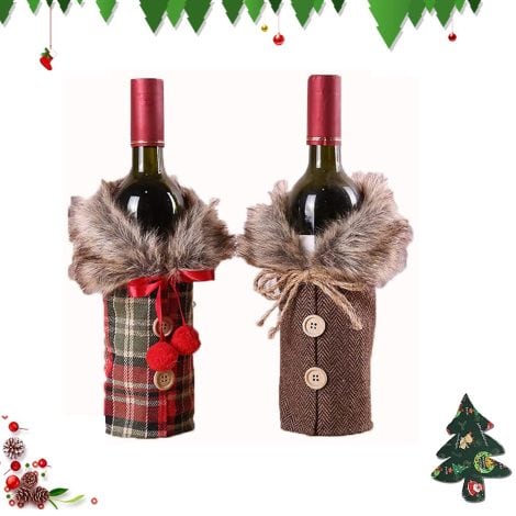 Confezione natalizia 2 copribottiglie, Borsa di Natale per Vino e Champagne, ideale per decorare la tua festa.