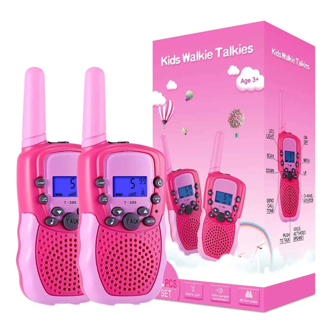 Kearui Giocattoli per 3-12 Anni Ragazzi, Walkie Talkie Bambini 8 Canali Radio a 2 vie Con Torcia LCD Retroilluminata Giochi All'aperto al Coperto,Regali per 3-12