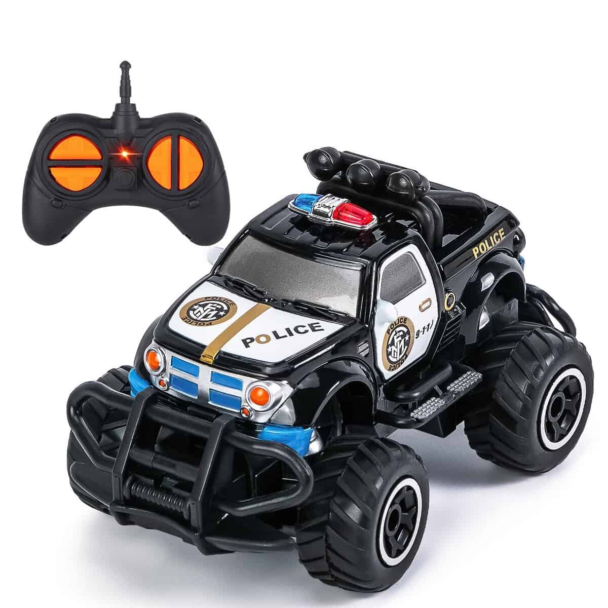 Highttoy Macchina Telecomandata 2 3 4 Anni, Macchinine Giocattolo Bambino 2 3 4+ Anni Macchina Polizia Giocattolo Auto Radiocomandata Piccola 2.4GHz Regalo Bambino Nero