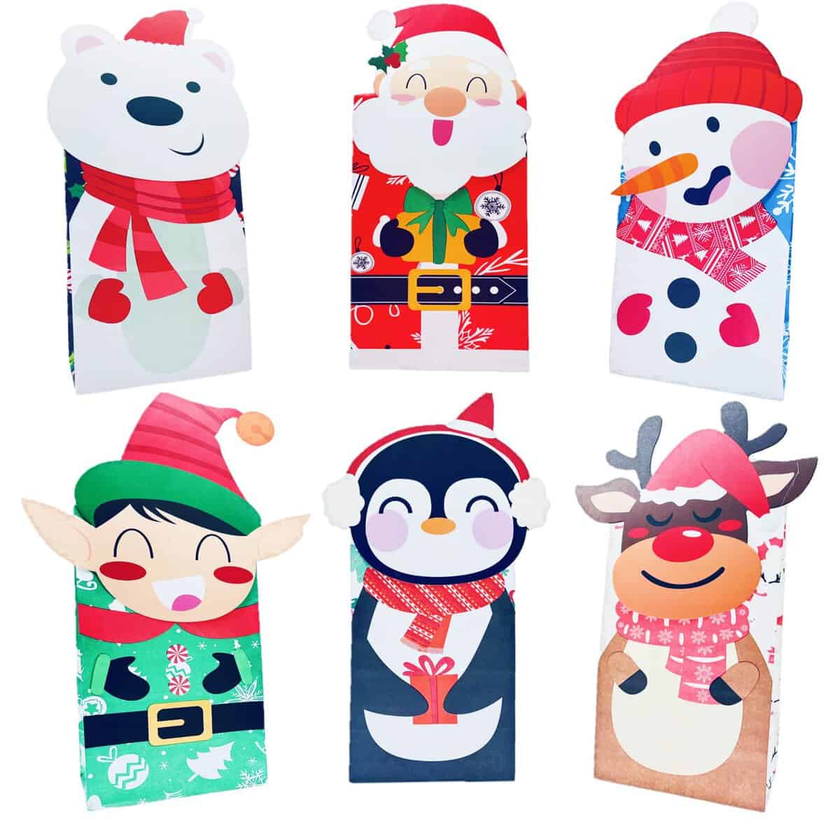 SIUNDAM Sacchetti di carta, 24 sacchetti regalo con adesivi, sacchetti regalo, sacchetti regalo di Natale, sacchetti per caramelle, per confezionare regali, compleanni dei bambini, giveaways, feste