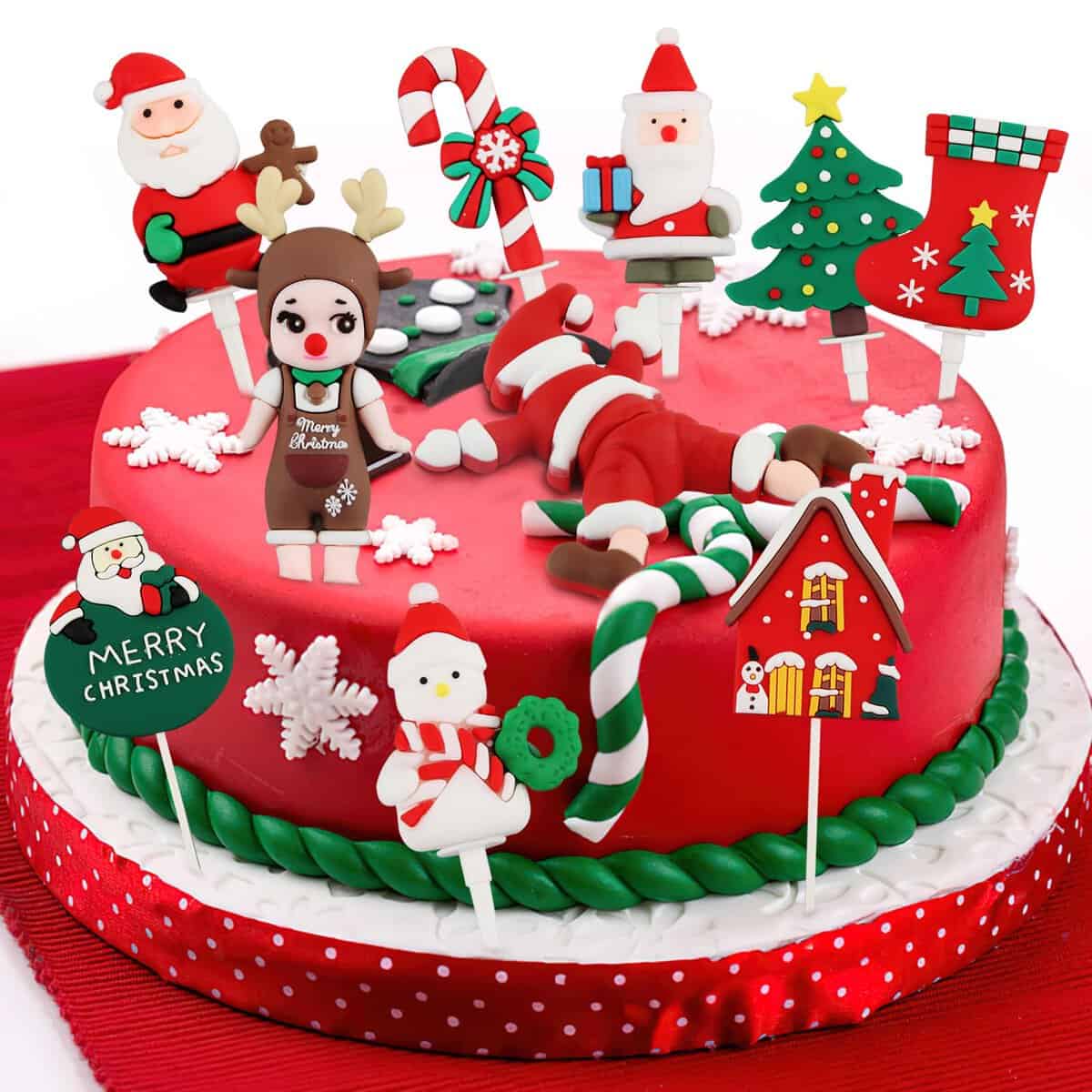 badaren Topper per Cupcake 10 Pezzi Natale Cupcake Decorazione, Decorazioni Natalizie Cupcake, Natale Cupcake Decorazione, Natale Cupcake Toppers Decorazioni, Decorazioni Cupcake Babbo Natale