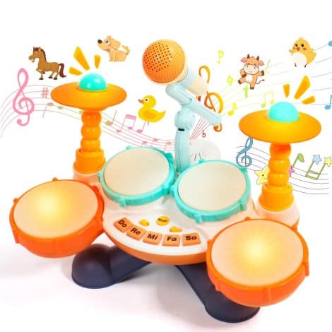 Set di giochi musicali per bambini di 1-2 anni: batteria divertente per neonati, regalo natalizio perfetto.