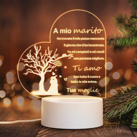 Lampada notturna LED personalizzata per compleanno ed anniversario di matrimonio del marito.