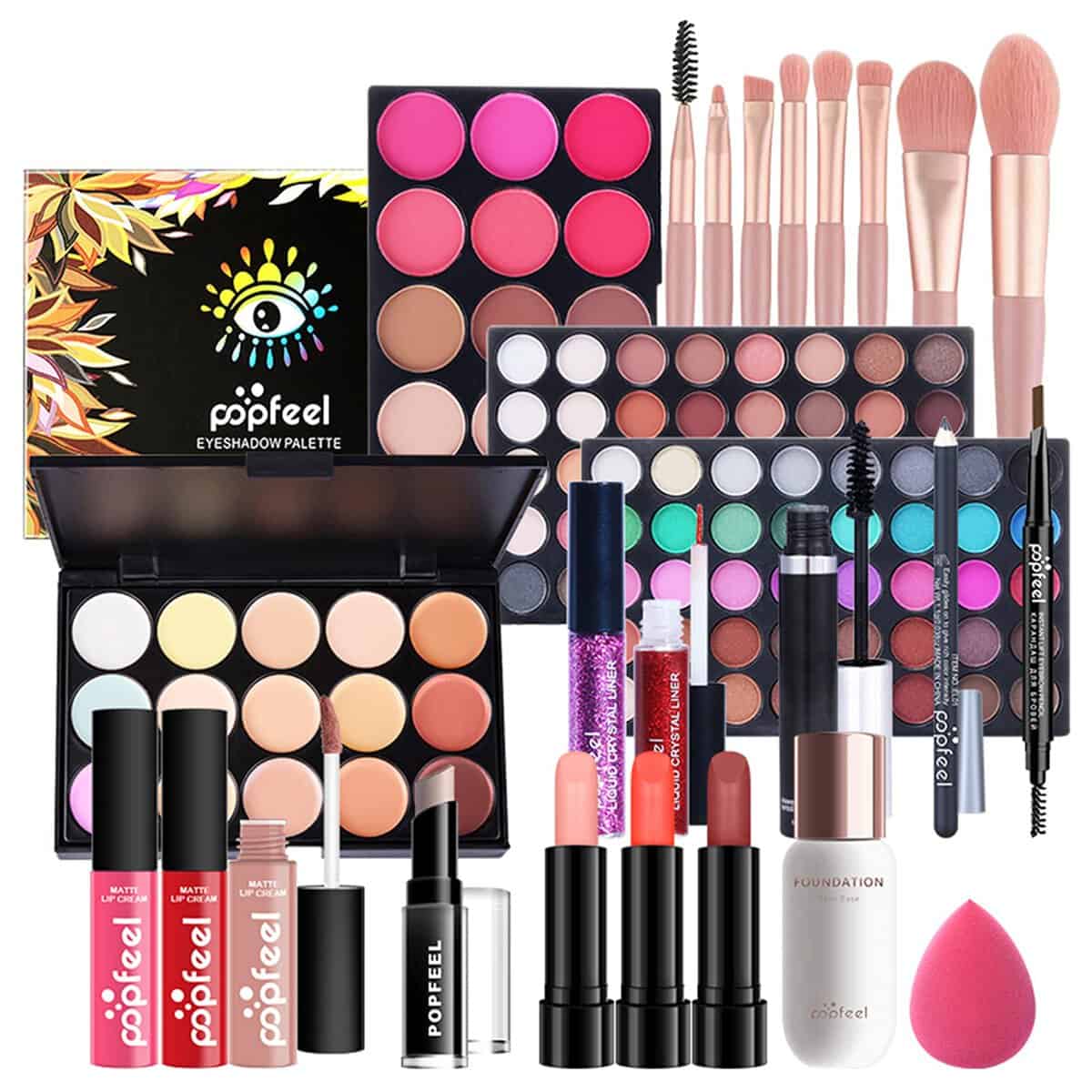 26 pezzi Multiuso Set Trucco, Kit Trucco Tutto in Uno Palette Cosmetica per Principianti Essenziale, Ombretti Rossetto Correttore Kit Cosmetici per Donne Ragazze Regalo di Natale