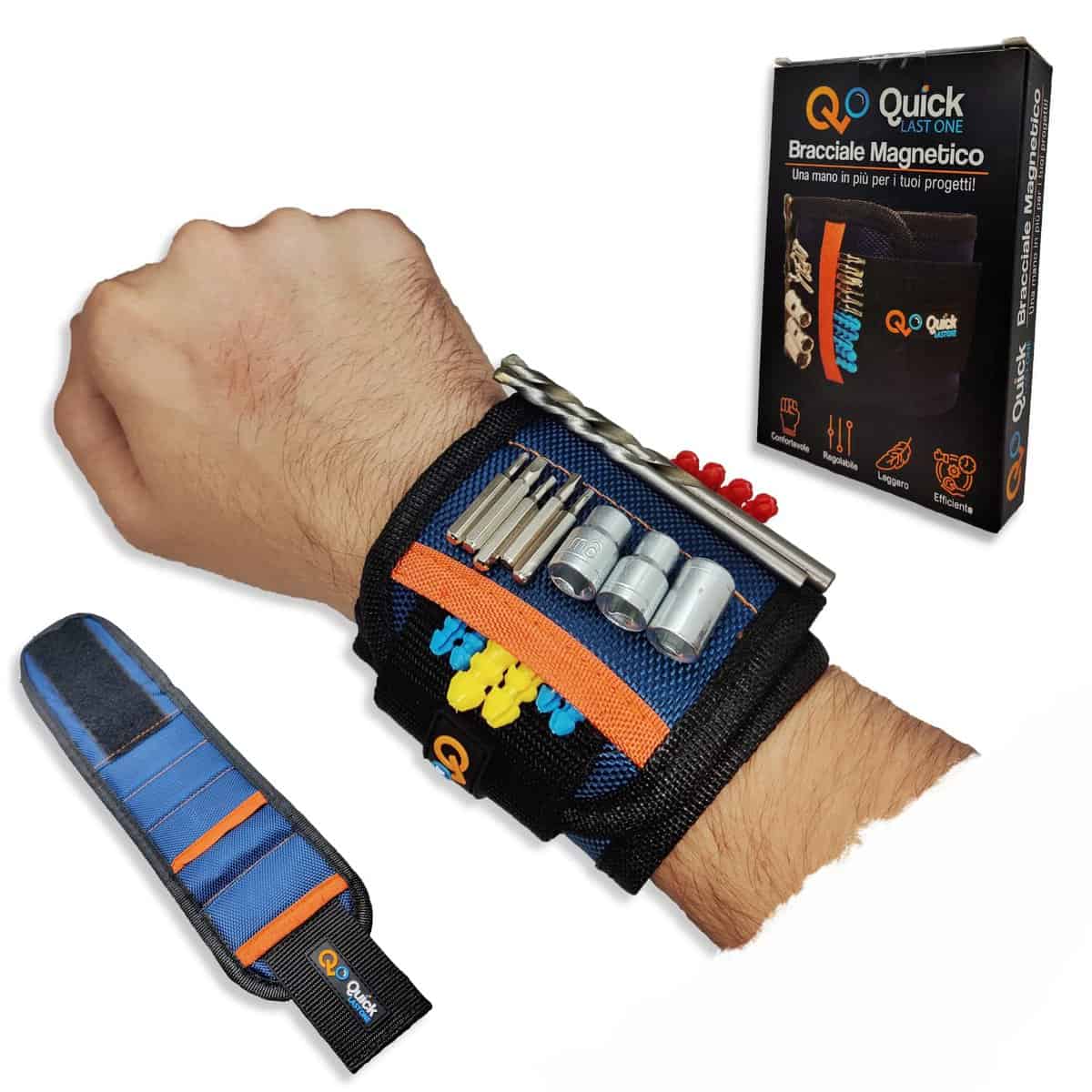 Quick Last One - Bracciale Magnetico per il fai da te. Tieni a portata di mano viti, chiodi, utensili, punte del trapano, ecc... Ottimo regalo per hobby, magazzini e officine. Taglia unica.