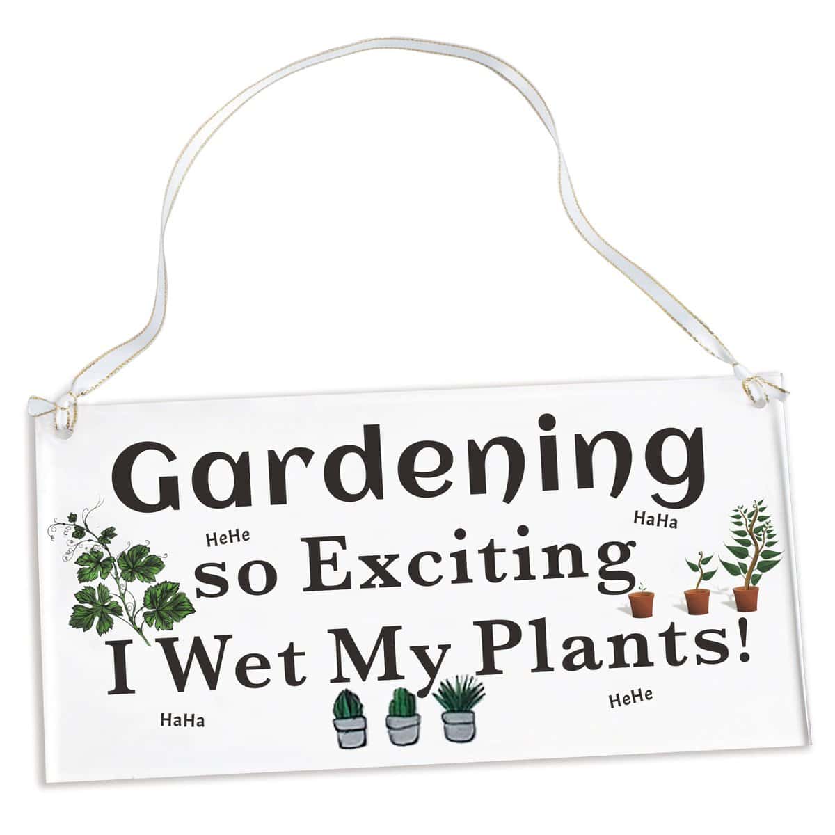 HONZEE Regali di giardinaggio Gardening So Exciting I Wet My Plants novità cartelli da giardino divertenti insoliti regali per donne bagnate i miei pantaloni placche da giardino Natale regali di