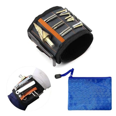 Braccialetto magnetico con borsa per attrezzi, viti per cintura, gadget maschile, 15 magneti potenti. Regalo perfetto per San Valentino.