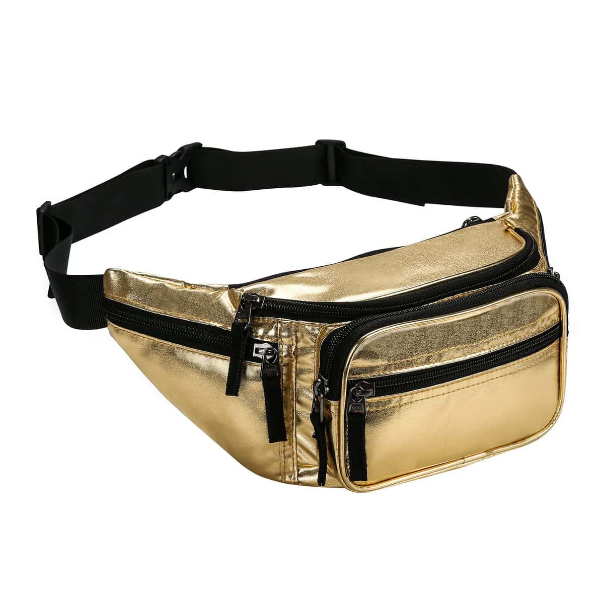 ProCase Marsupio Marsupio da uomo e donna, marsupio per viaggi, escursionismo, corsa, sport all'aria aperta, regalo per la festa del papà, Oro, Waistline up to 57"