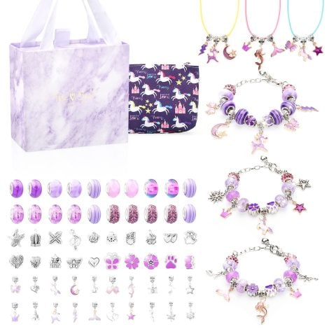 Kit per creare braccialetti fai da te TOYESS, perfetto come regalo per ragazze di 5-10 anni. Viola.