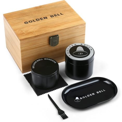 LIHAO Grinder Metallo 4 Parti con Vassoio e Barattolo Stoccaggio, Regalo per Uomo, Natale, San Valentino, Compleanno.