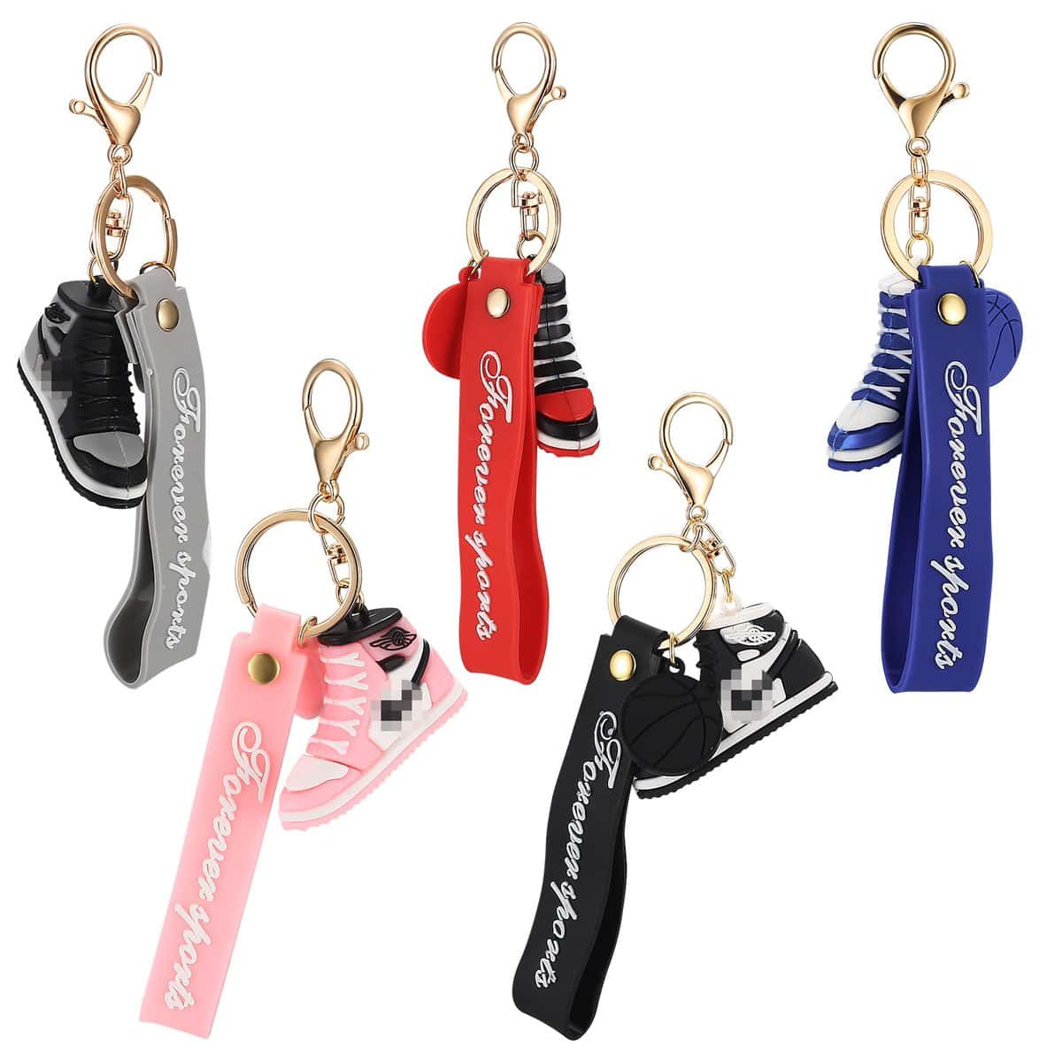 SUUEIOKL 5 Pz Portachiavi Sneaker da Basket, Divertente Portachiavi con Cordino, Portachiavi Ciondolo Sport per Uomo Donna Bambini Rgalo Souvenir Donna Ragazza, Borsa Zaini Accessorio