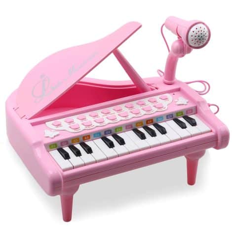 Pianoforte Rosa Amy & Benton per Bambine, 36 mesi+, 24 Tasti, Strumento Musicale Educativo con Microfono.