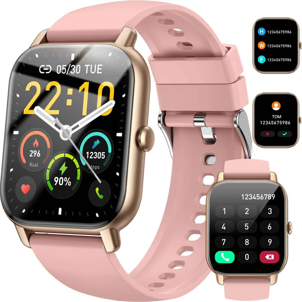 Nerunsa Smartwatch Donna Uomo con Effettua o Risposta Chiamate, 1.85" Orologio Digitale Monitor del SpO2/Sonno, 24H Cardiofrequenzimetro, Impermeabile IP68 Orologi Sportivo, Smart Watch Contapassi Android