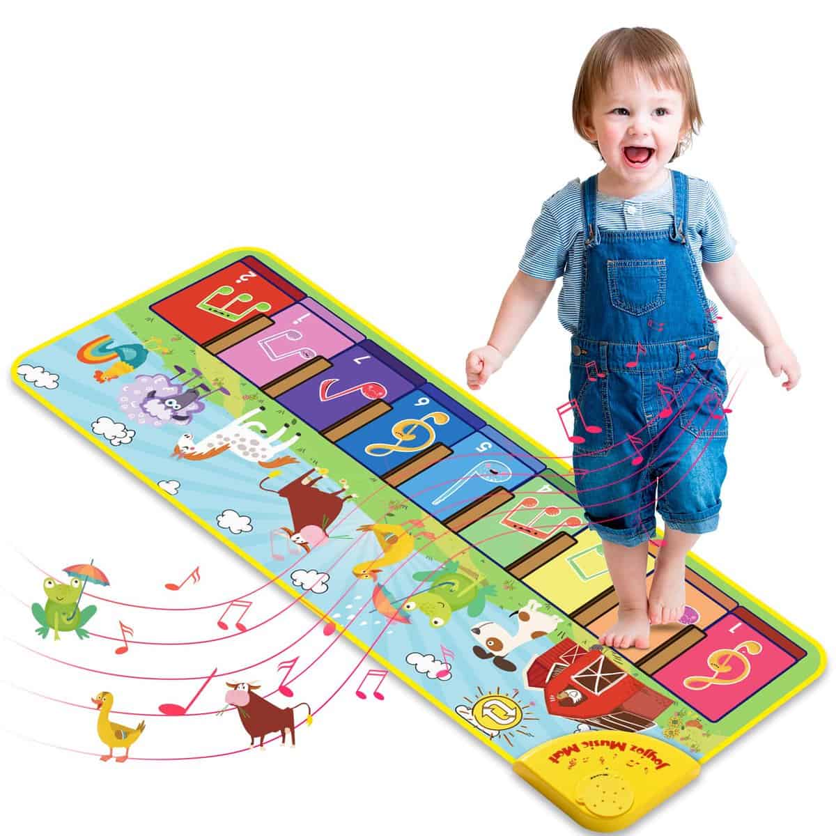 Joyjoz - Tappetino con funzione tastiera per bambini con 25 suoni, tappetino musicale da danza per bambini, tappetino con versi di animali per bambini e ragazzi