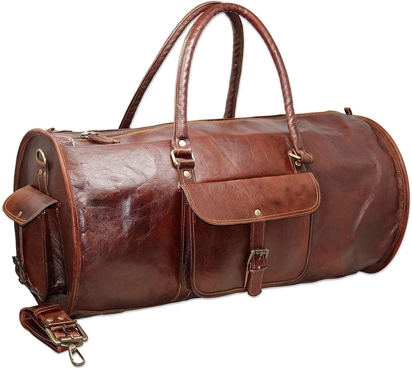 Jaald 60 Cm Borsone Bagaglio Tracolla da Viaggio Campeggio Sportiva Fitness Sport Carry on Palestra a Mano in Vera Pelle da Uomo Donna Regalo Vintage Valigia Borsa Leather duffel travel luggage bag