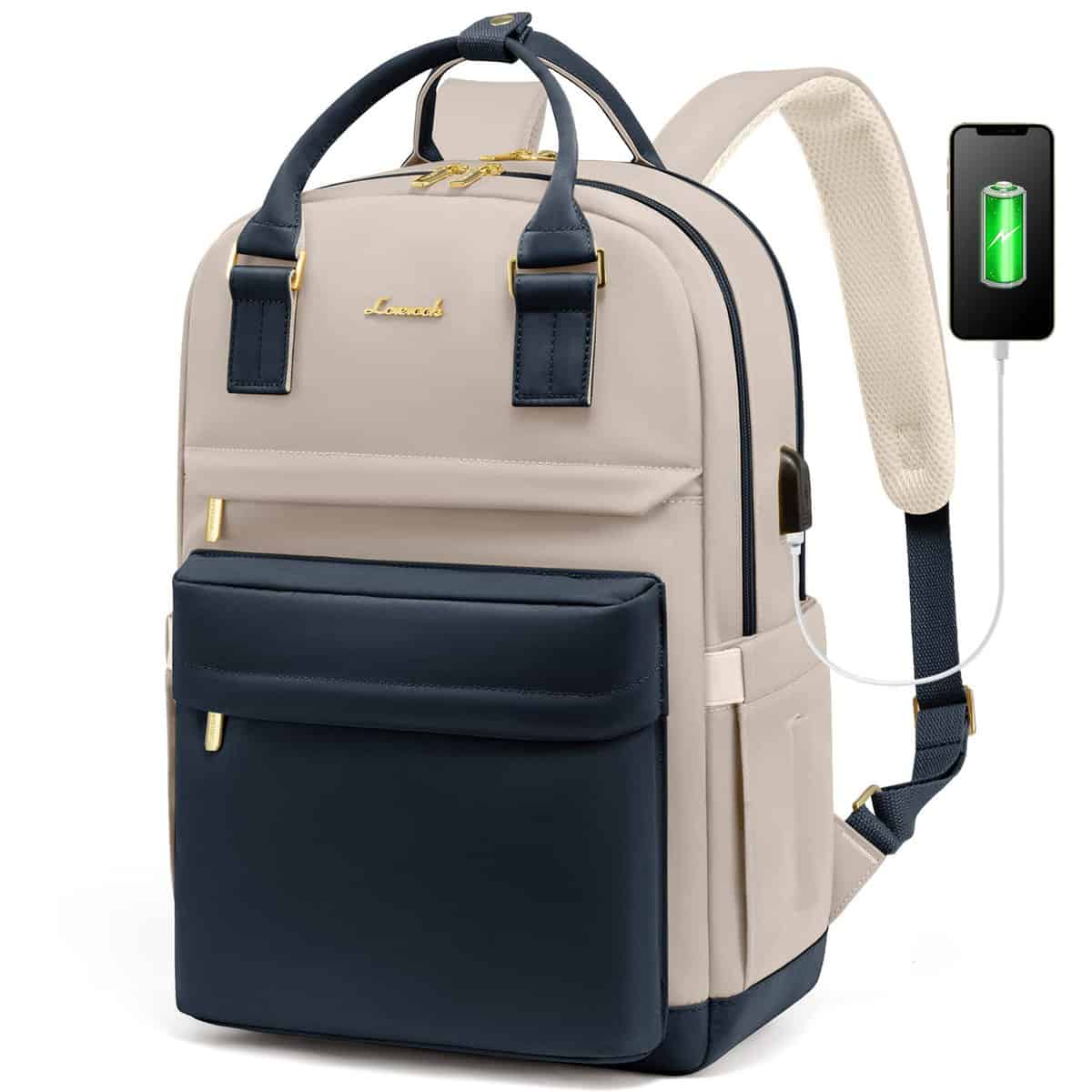 LOVEVOOK Zaino per computer portatile da donna, 15,6 pollici, per la scuola, per ragazze, con porta di ricarica USB e scomparto per laptop, impermeabile, elegante per scuola, università, viaggi,